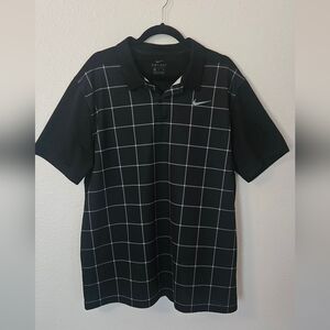 Nike Black Polo Shirt with Geometric Pattern
